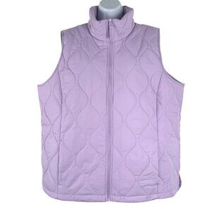 Lands' End Feather Free Quilted Insulated Vest Womens 1X Purple Full Zip CJ-2253